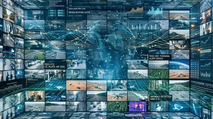 Video wall with technology scanning videos